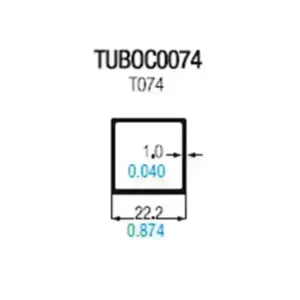 Tubo cuadrado de aluminio de 7/8