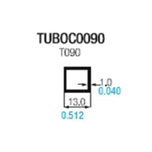 Tubo cuadrado de aluminio de 1/2