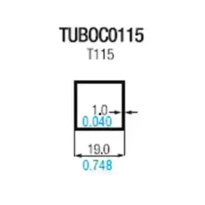 Tubo cuadrado de aluminio de 3/4