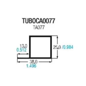 Tubo cuadrado de aluminio de 1 con pestaa