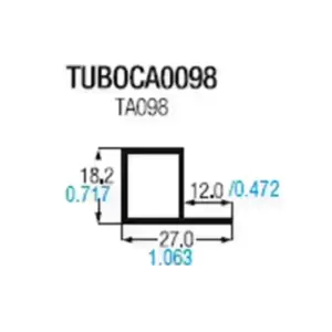 Tubo cuadrado de aluminio de 1 con doble pestaa