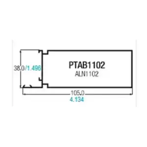 Tubo rectangular de aluminio de 3x1.1/2 con adaptador