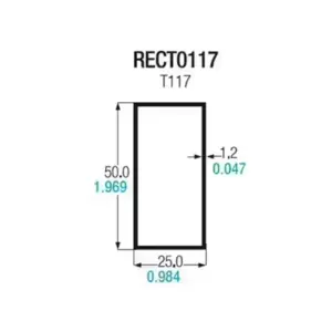 Tubo rectangular de aluminio 2 x 1