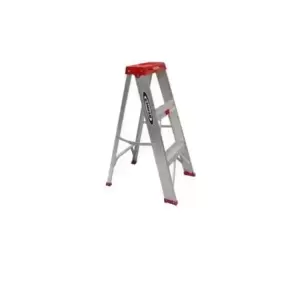 Escalera tijera 2 peldaños tipo 3 roja con bandeja 0.60 cm Alumina 50352