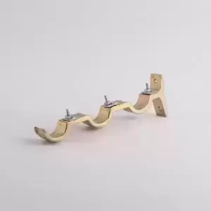 Soporte metalico para cortinero triple dorado