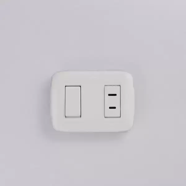 Interruptor sencillo + toma blanco